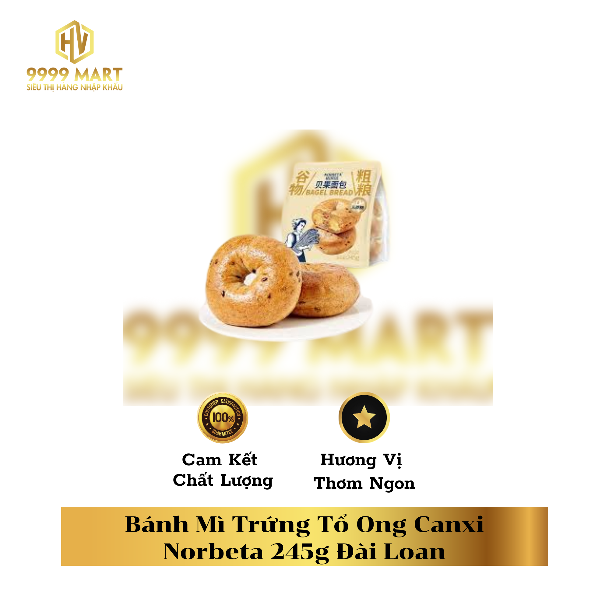  Bánh Mì Trứng Tổ Ong Canxi Norbeta 245g Đài Loan 