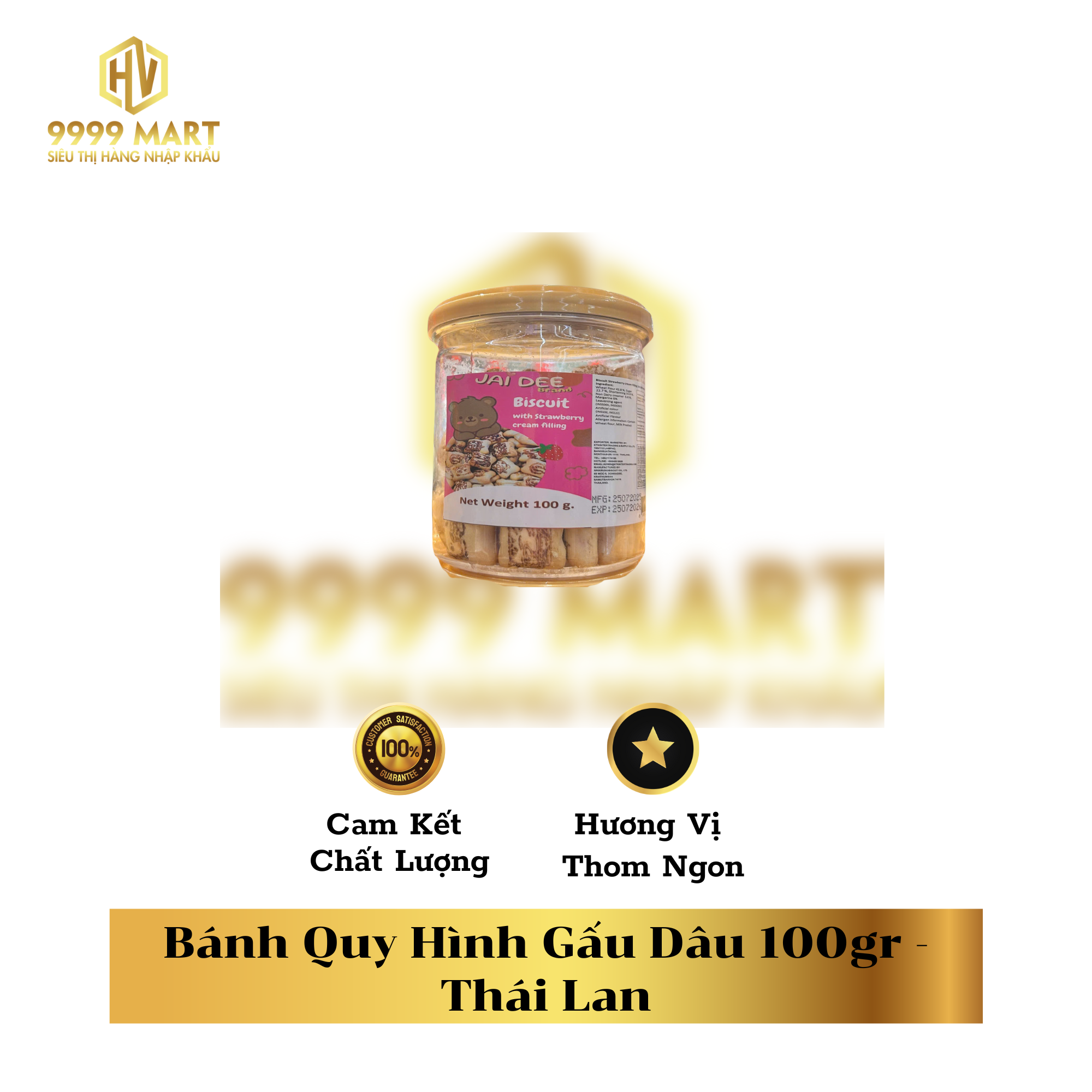  Bánh Quy Hình Gấu Dâu 100gr Thái Lan 