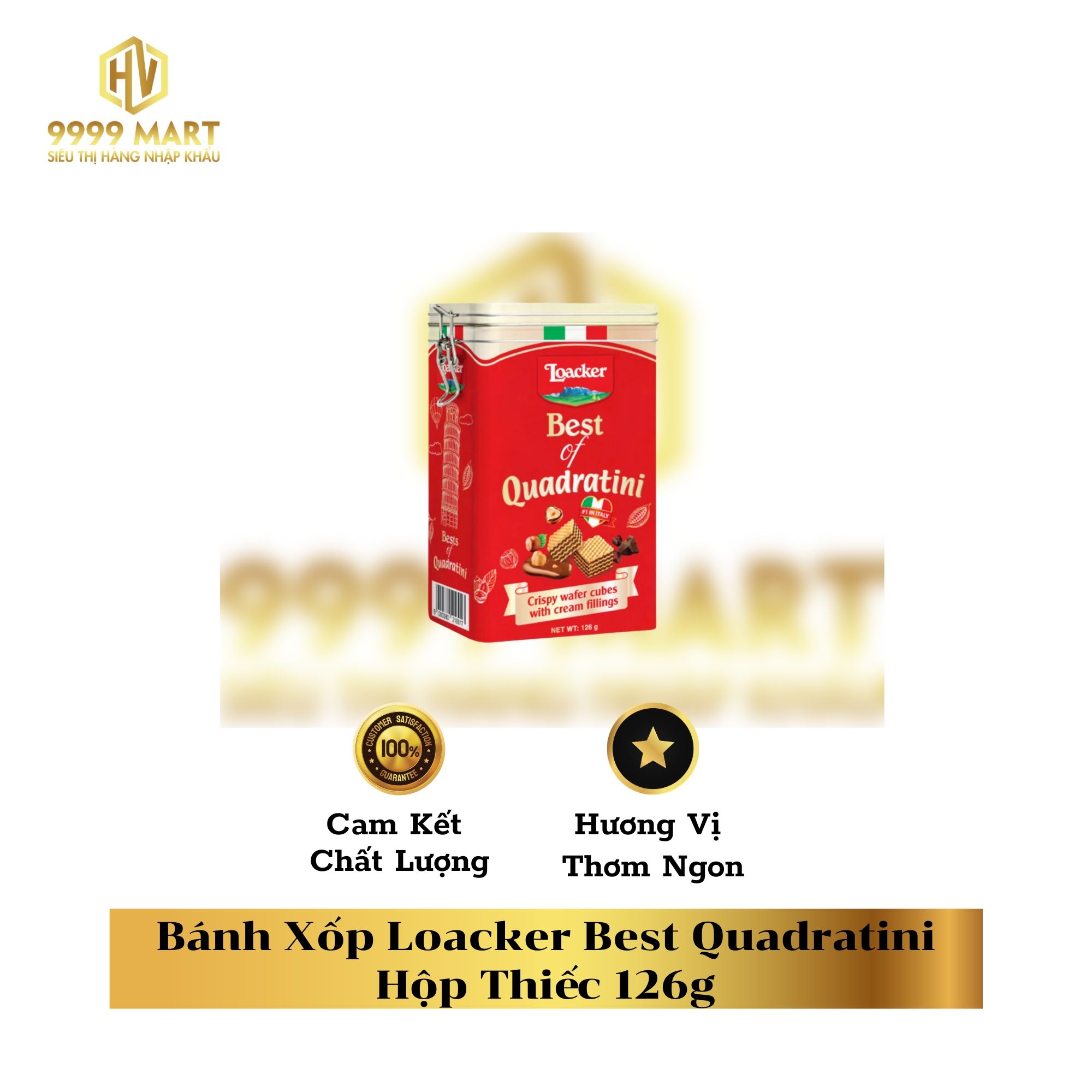  Bánh Xốp Loacker Best Quadratini Hộp Thiếc 126g 