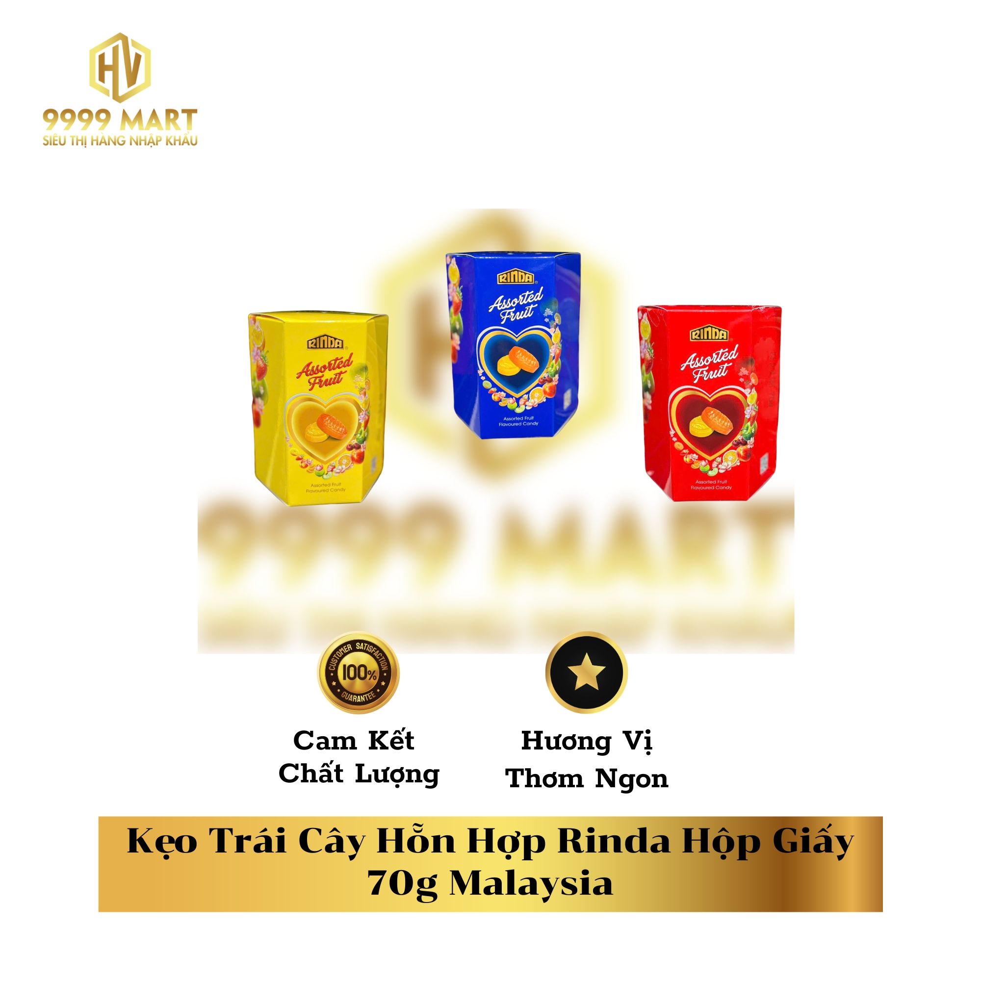  Kẹo Trái Cây Hỗn Hợp Rinda Hộp Giấy 70g Malaysia 