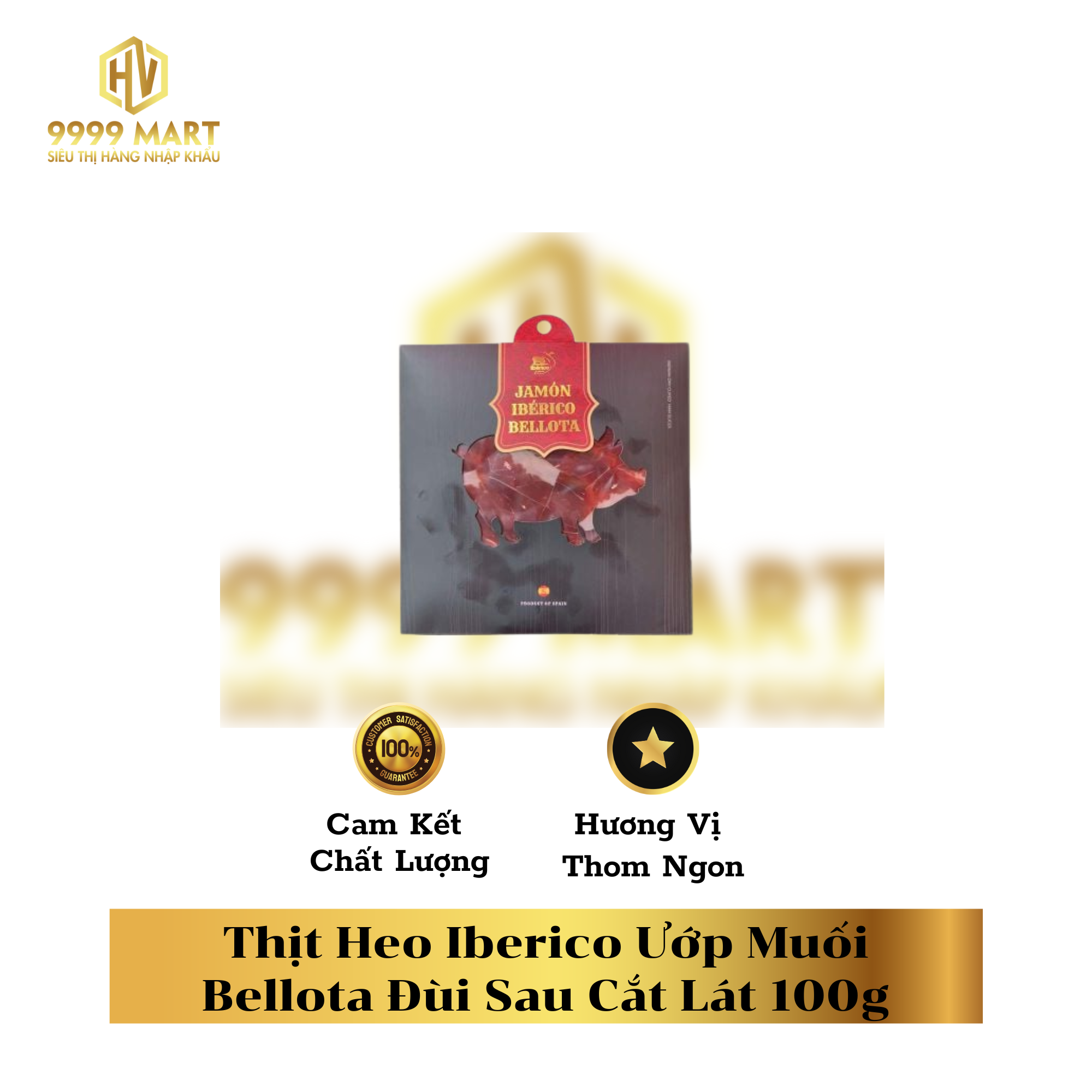 Thịt Heo Iberico Ướp Muối Bellota Đùi Sau Cắt Lát 100g 