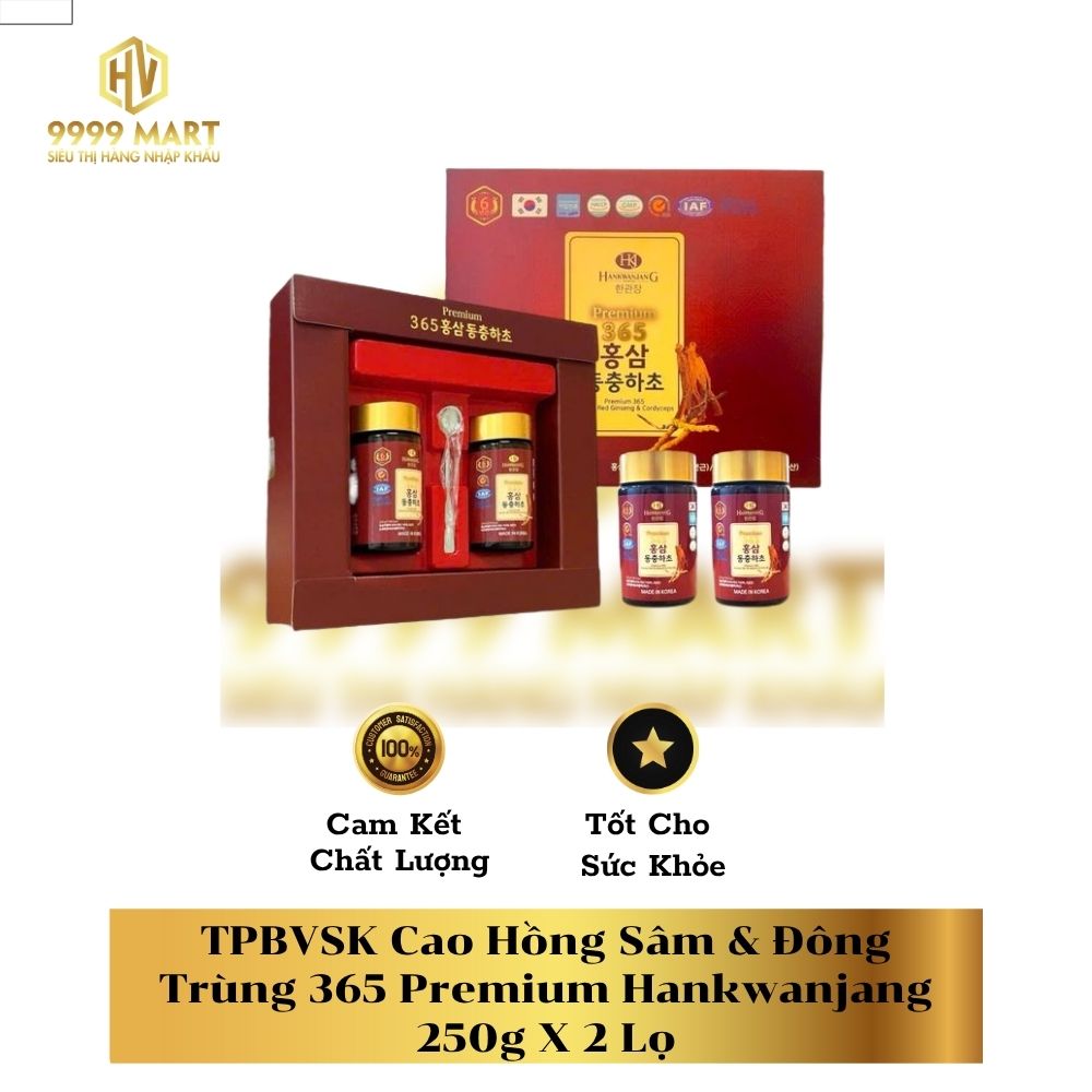  TPBVSK Cao Hồng Sâm & Đông Trùng 365 Premium Hankwanjang 250g X 2 Lọ 
