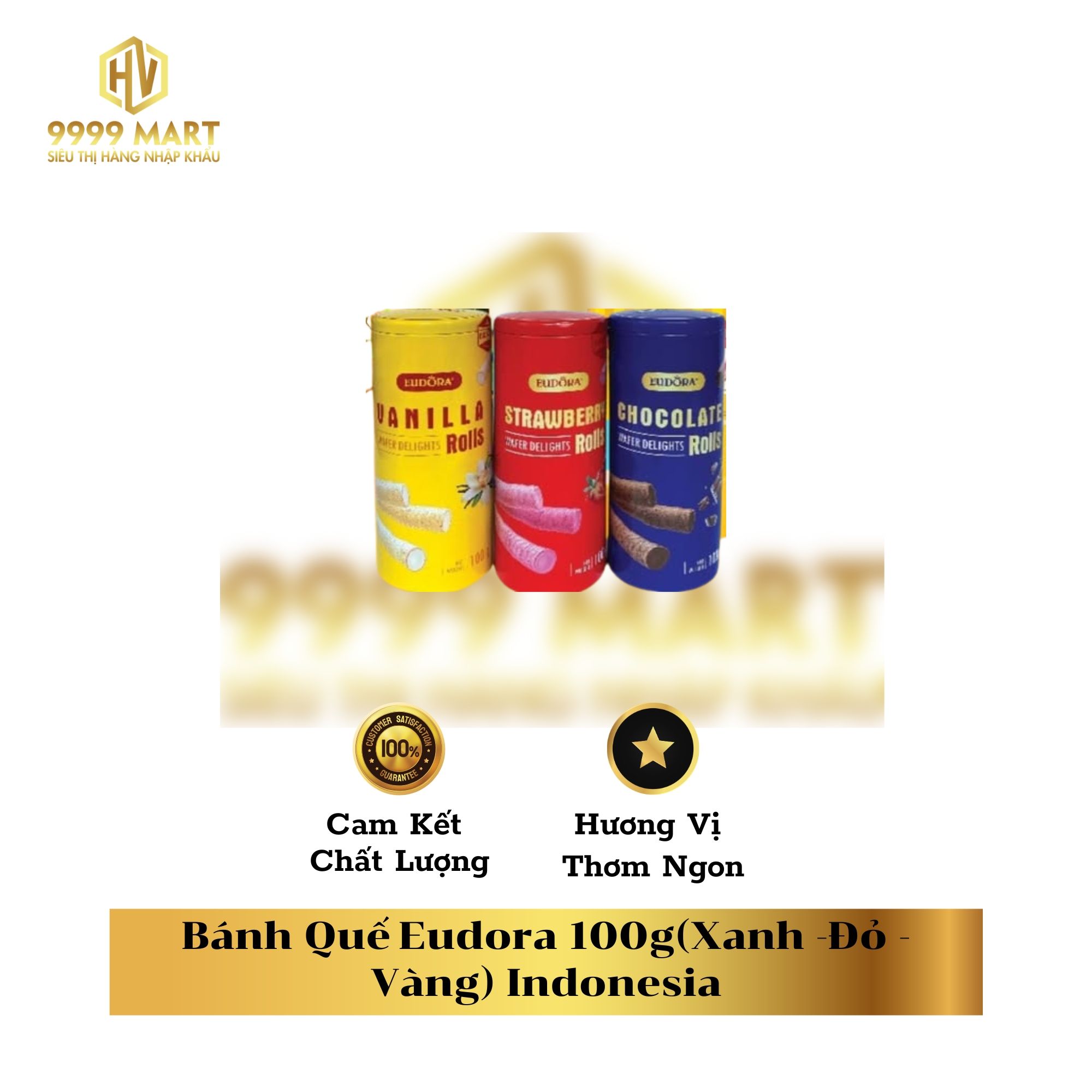  Bánh Quế Eudora 100g(Xanh -Đỏ - Vàng) Indonesia 