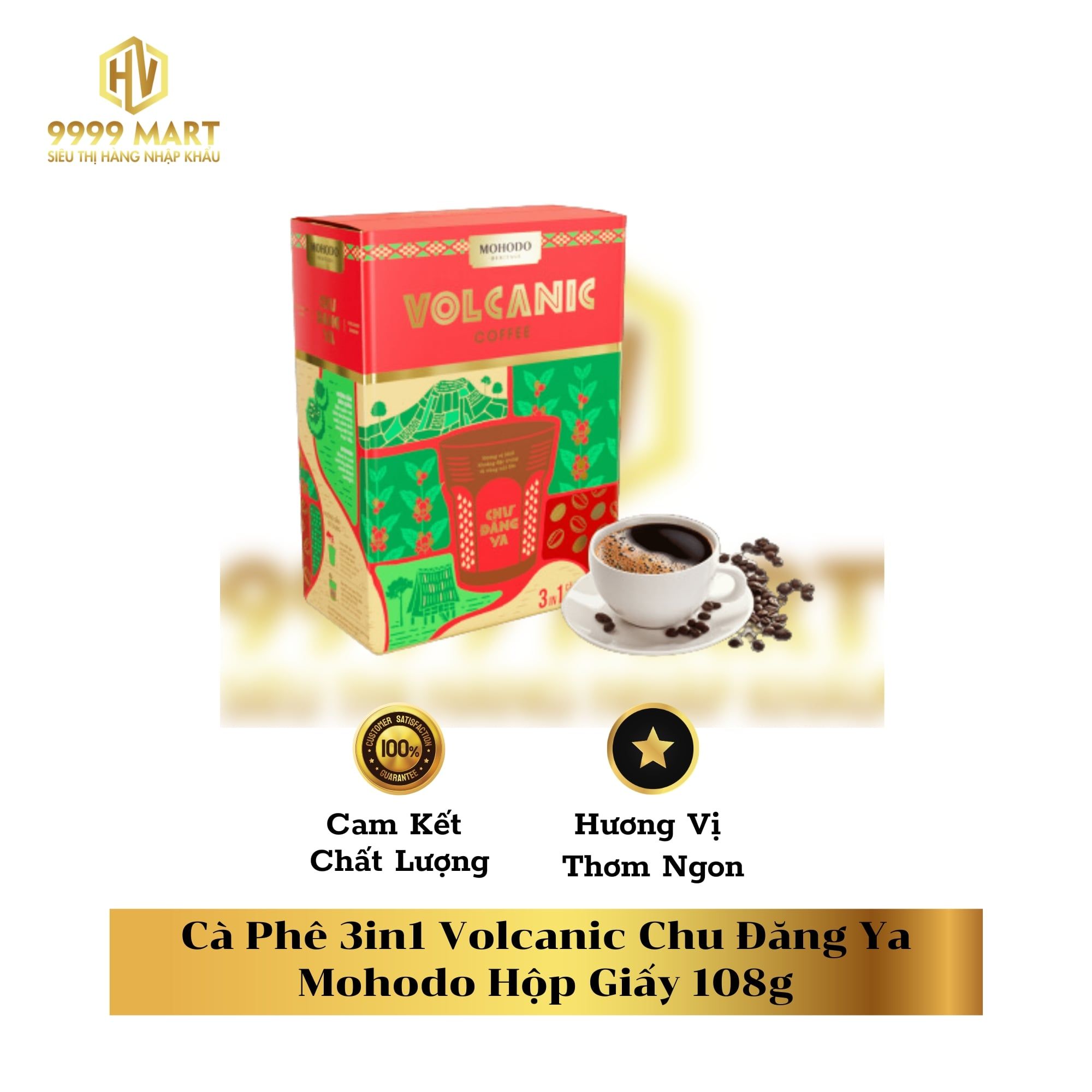  Cà Phê 3in1 Volcanic Chu Đăng Ya Mohodo Hộp Giấy 108g 