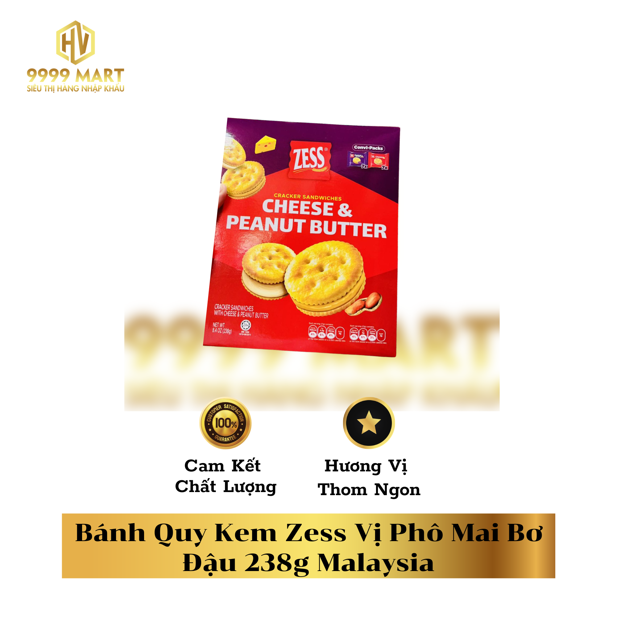  Bánh Quy Kem Zess Vị Phô Mai Bơ Đậu 238g Malaysia 