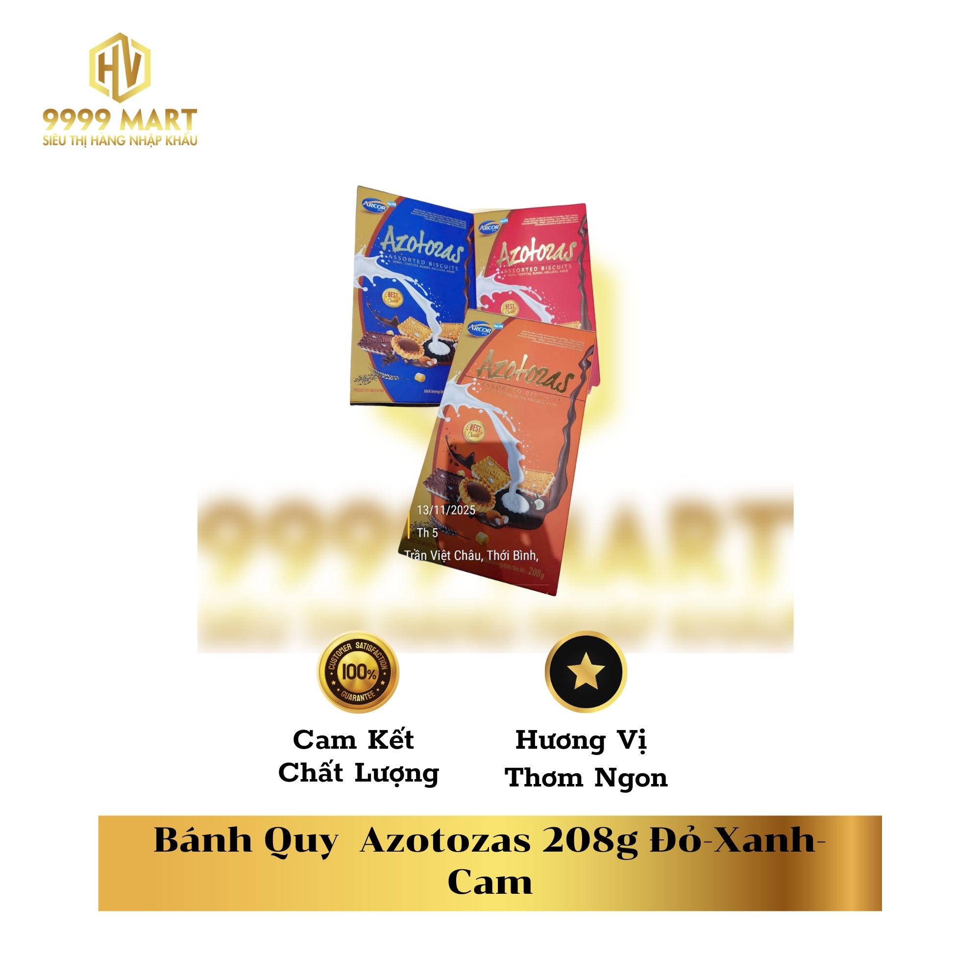  Bánh Quy  Azotozas 208g Đỏ-Xanh-Cam 