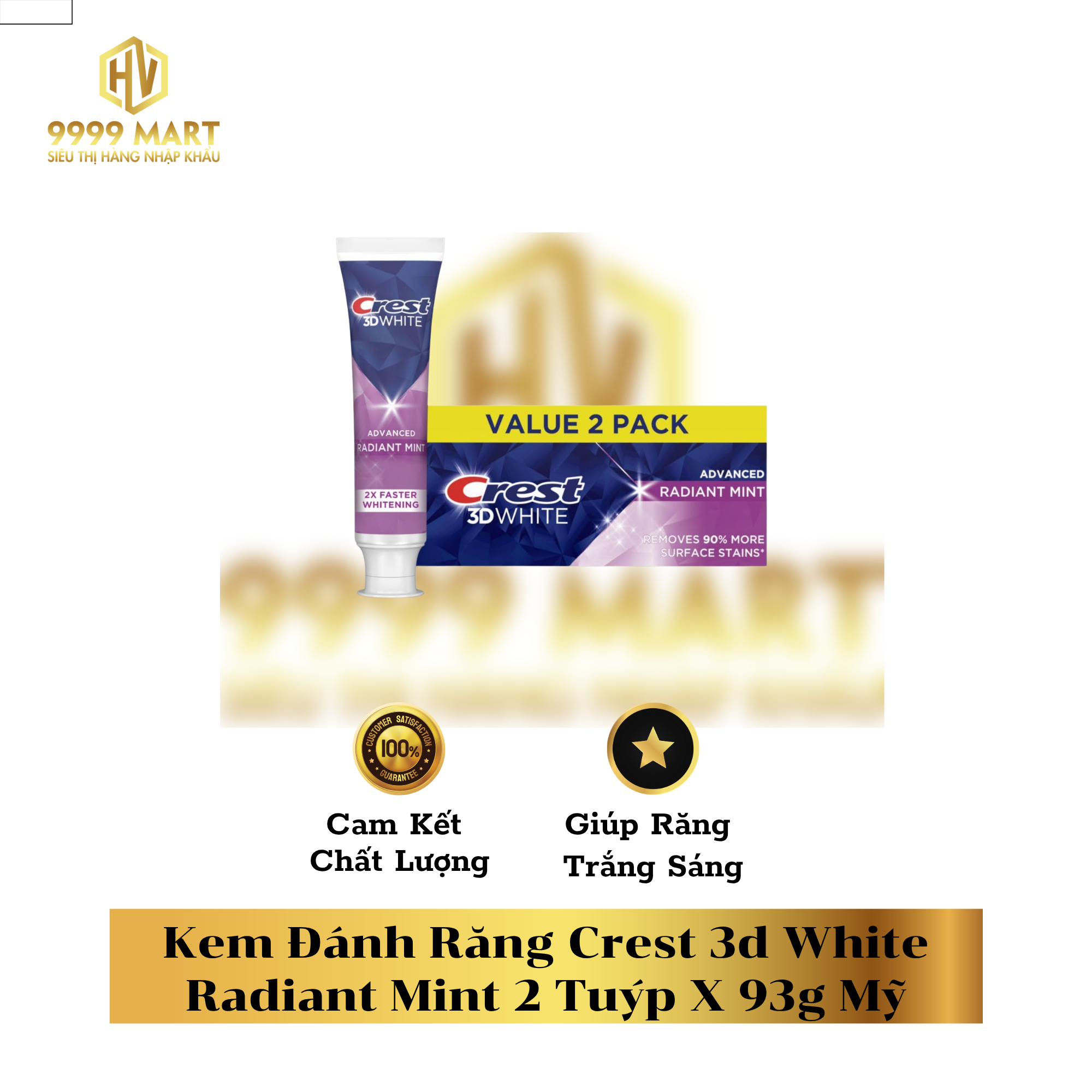  Kem Đánh Răng Crest 3d White Radiant Mint 2 Tuýp X 93g Mỹ 
