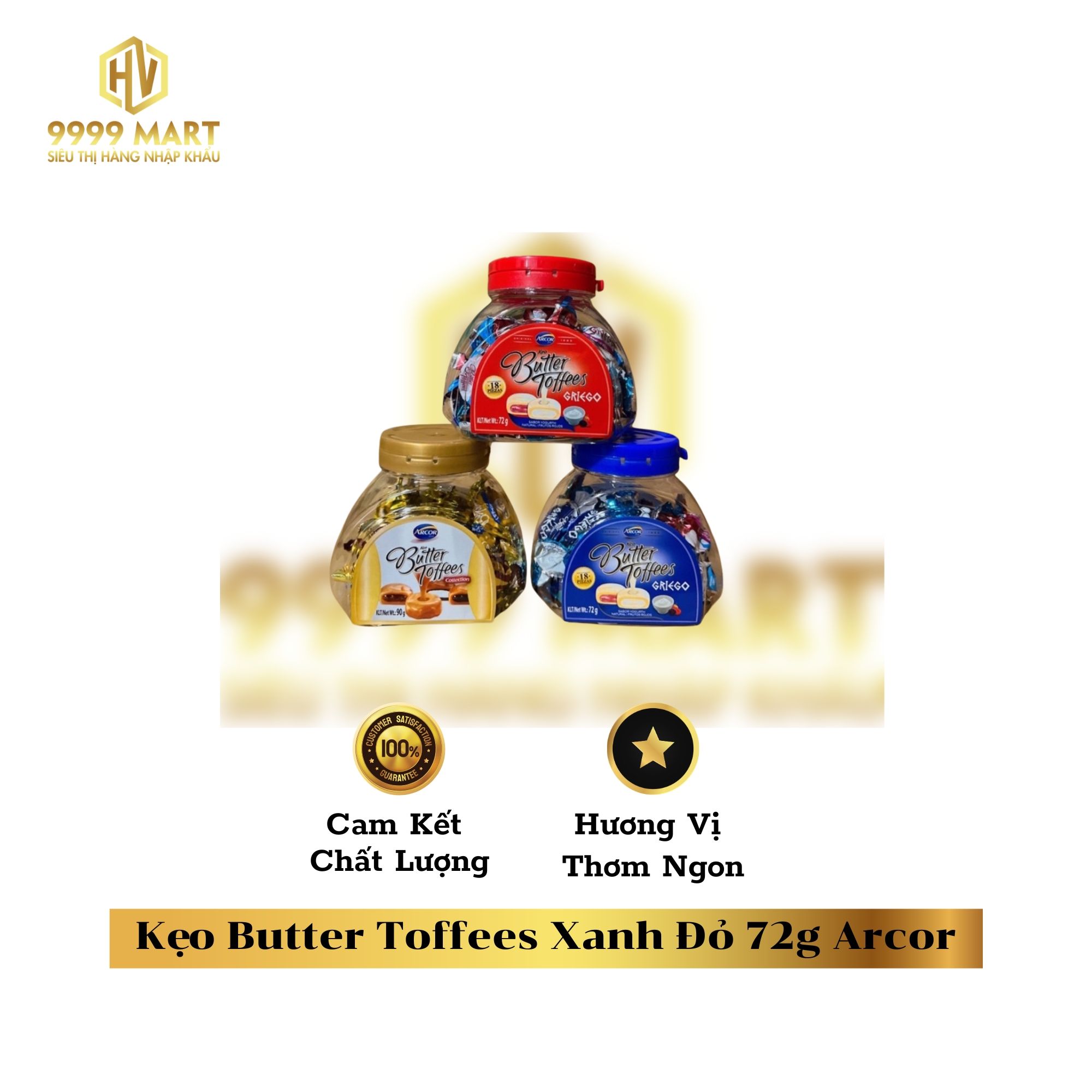  Kẹo Butter Toffees Xanh Đỏ 72 Arcor 