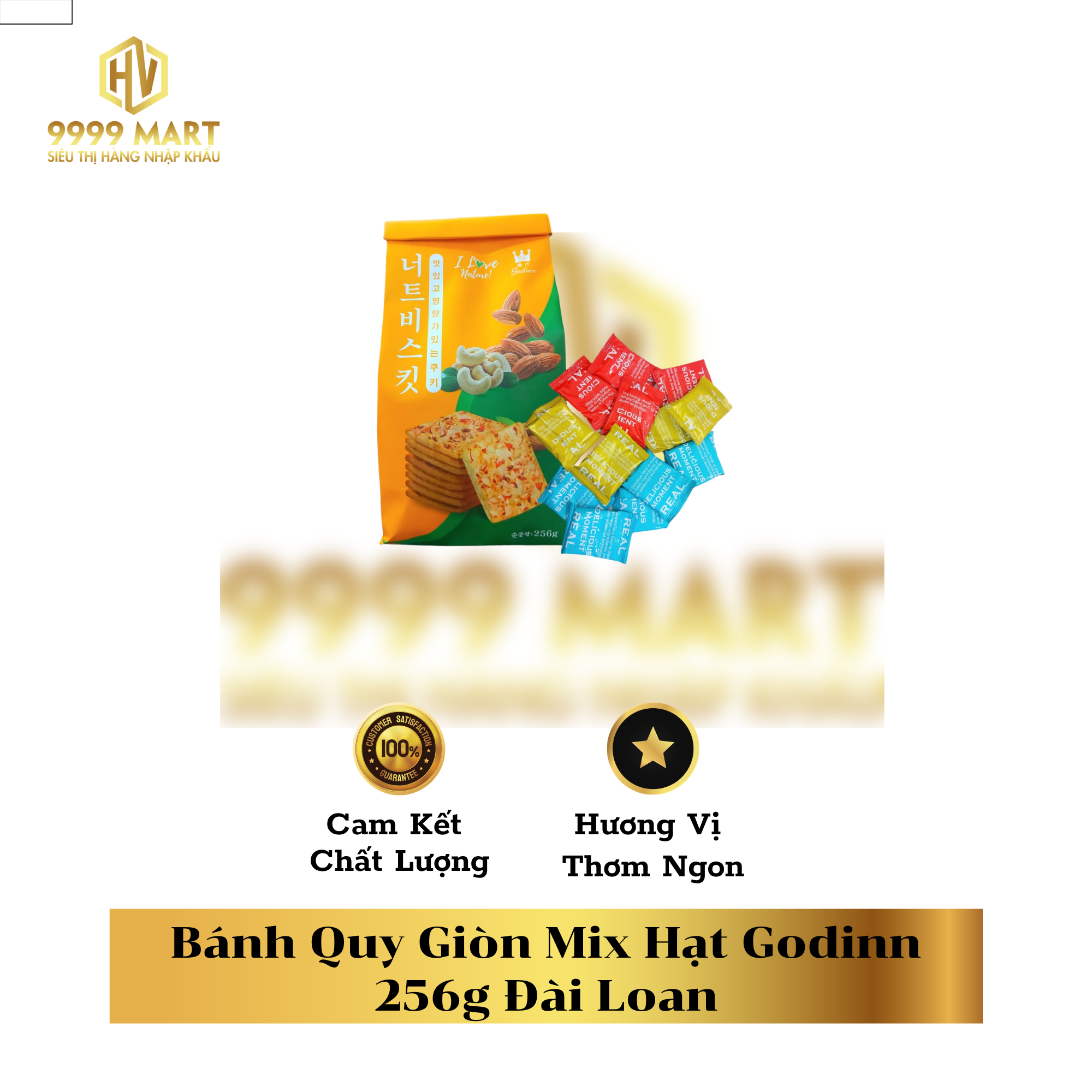  Bánh Quy Giòn Mix Hạt Godinn 256g Đài Loan 