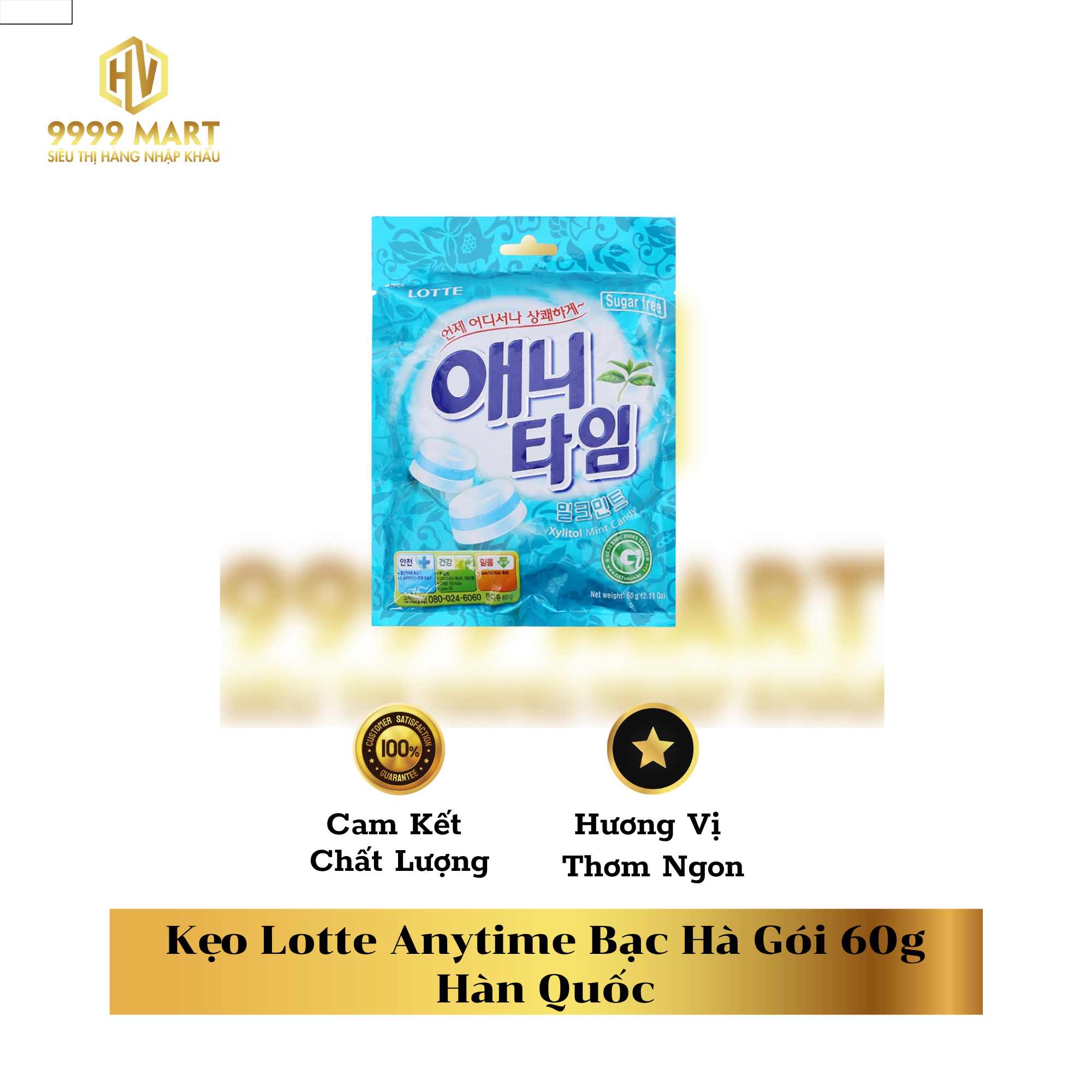 Kẹo Lotte Anytime Bạc Hà Gói 60g Hàn Quốc 