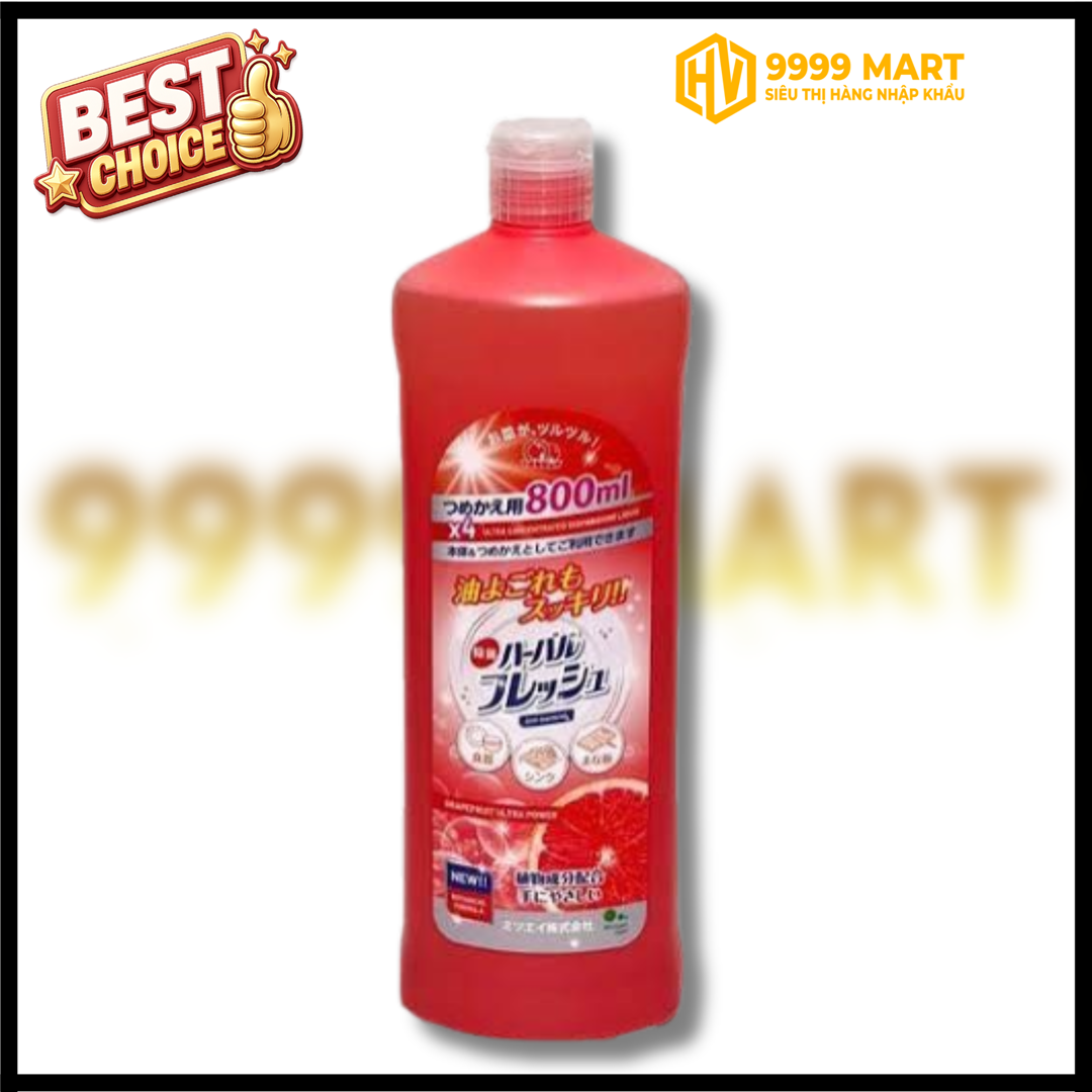  Nước Rửa Chén Đậm Đặc Hương Bưởi Hồng Mitsuei 800ml 