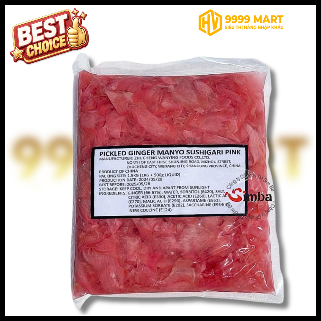  Gừng Chế Biến Manyo Sushigari Pink 1.5kg 