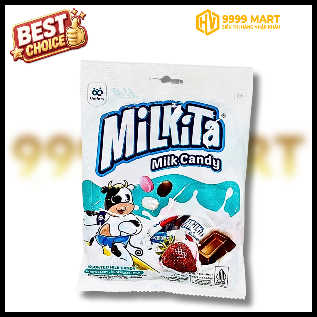  Kẹo Milkita Mix (Dâu - Chocolate - Sữa) 75g 