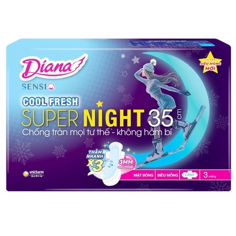  Băng Vệ Sinh Diana Sensi Cool Fresh Có Cánh Ban Đêm 35cm 