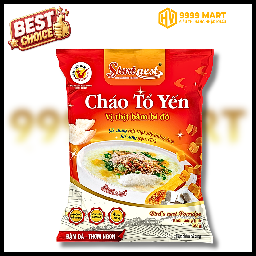 Cháo Tổ Yến Thịt Bầm Bí Đỏ Startnest 50g 