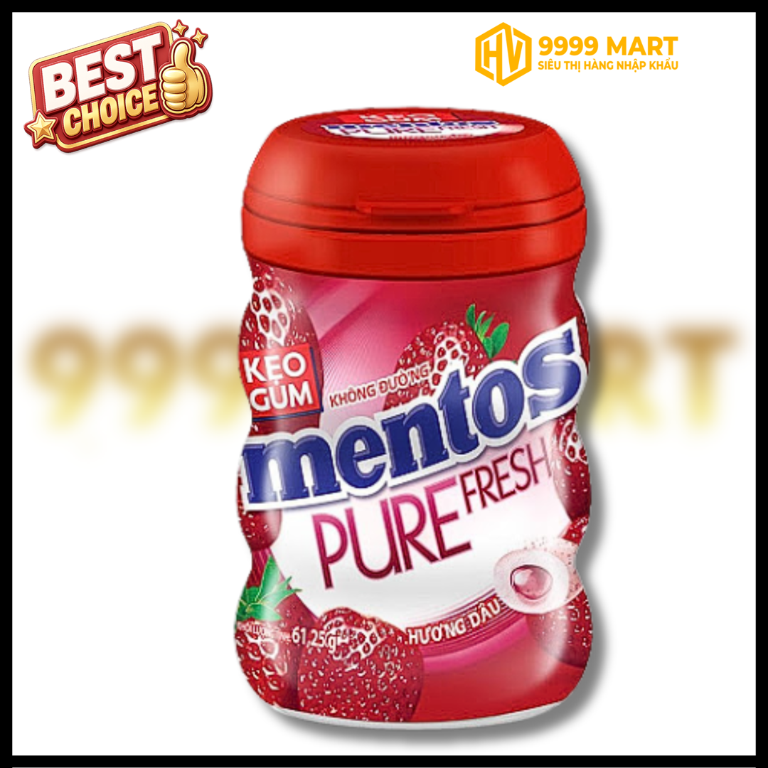  Kẹo Gum Mentos Pure Fresh Dâu 61.25g 