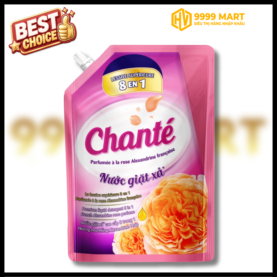  Nước Giặt Xả Cao Cấp 8 Trong 1 Hương Hoa Hồng Pháp Chanté Ohara Chai 3,2kg 