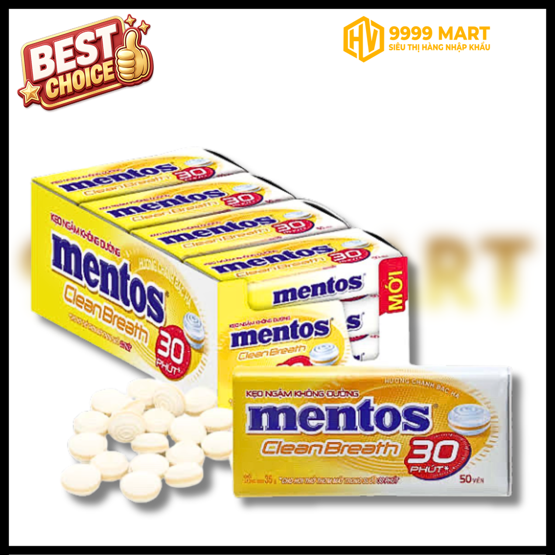  Kẹo Ngậm Mentos Không Đường Hương Chanh Bạc Hà 35g 