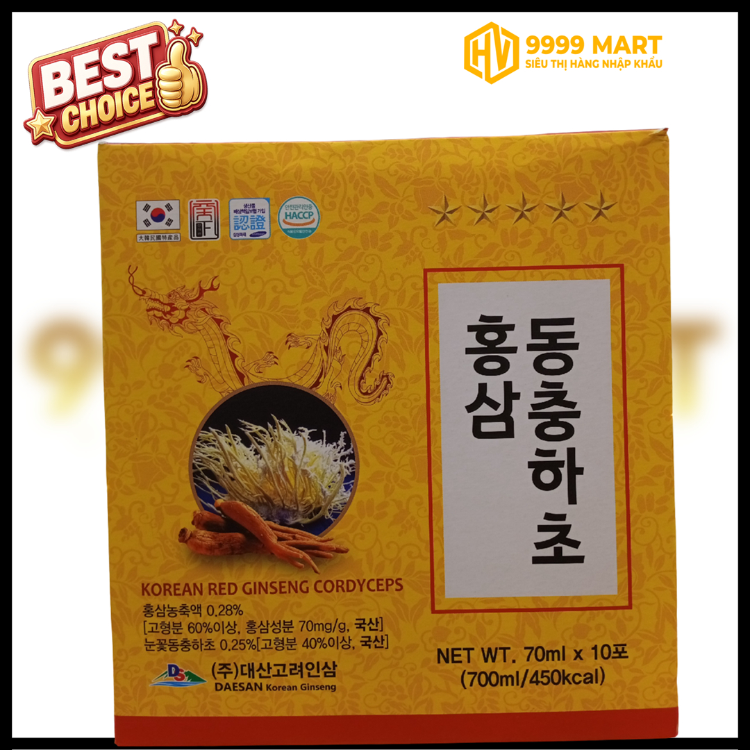 Nước Hồng Sâm Đông Trùng Hạ Thảo Daesan Hàn Quốc Hộp (10 Gói X 70ml) 