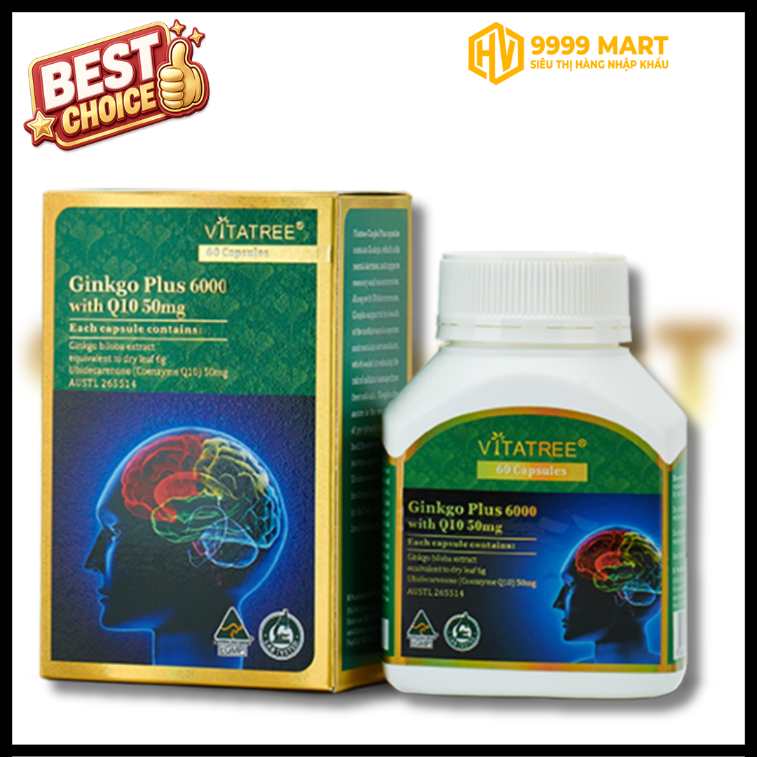  Tpcn Viên Uống Tuần Hoàn Não Ginkgo Plus 6000 With Q10 50mg 60 Viên - Úc 