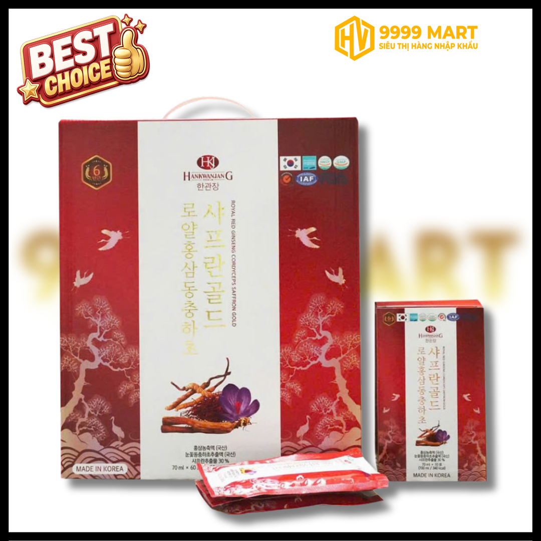  Nước Hồng Sâm Safron Đông Trùng Gold 60 Gói - Hàn Quốc 