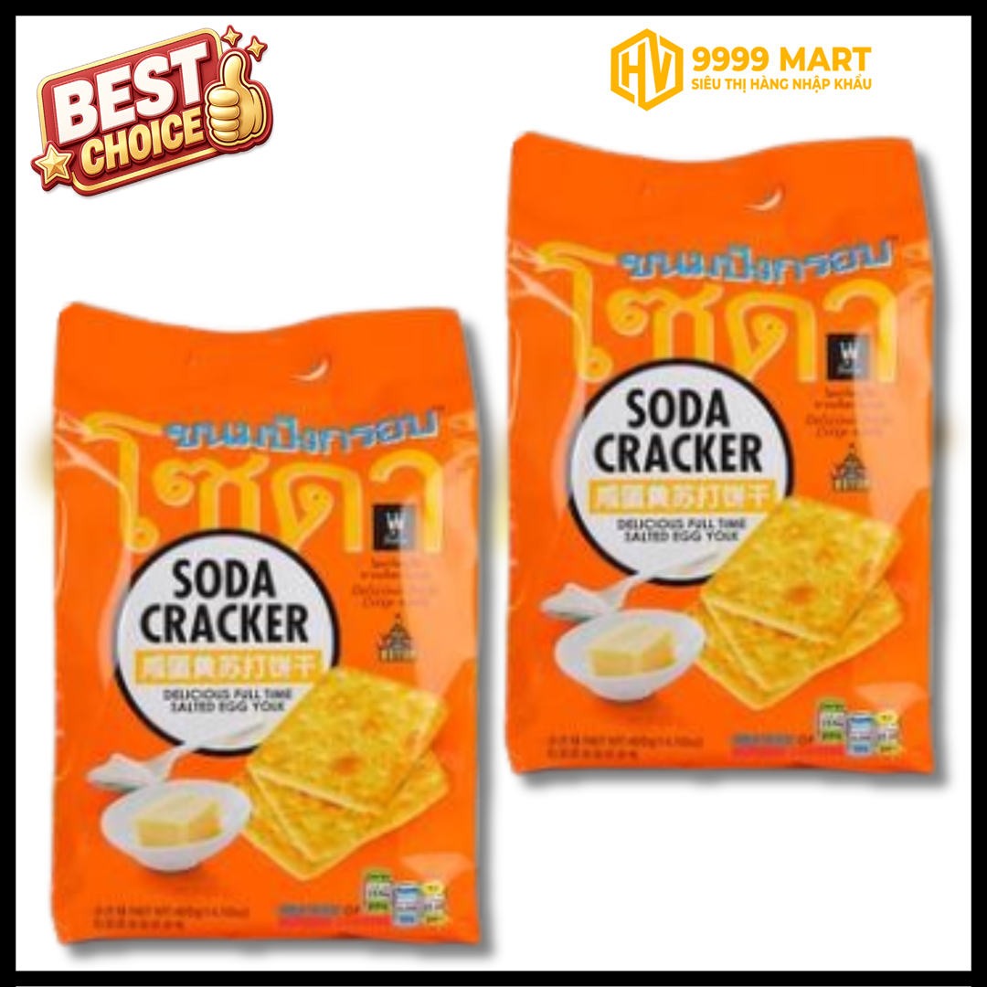  Bánh Ăn Kiêng Soda Cracker Vị Trứng Muối 400g (Cam) - Thái Lan 