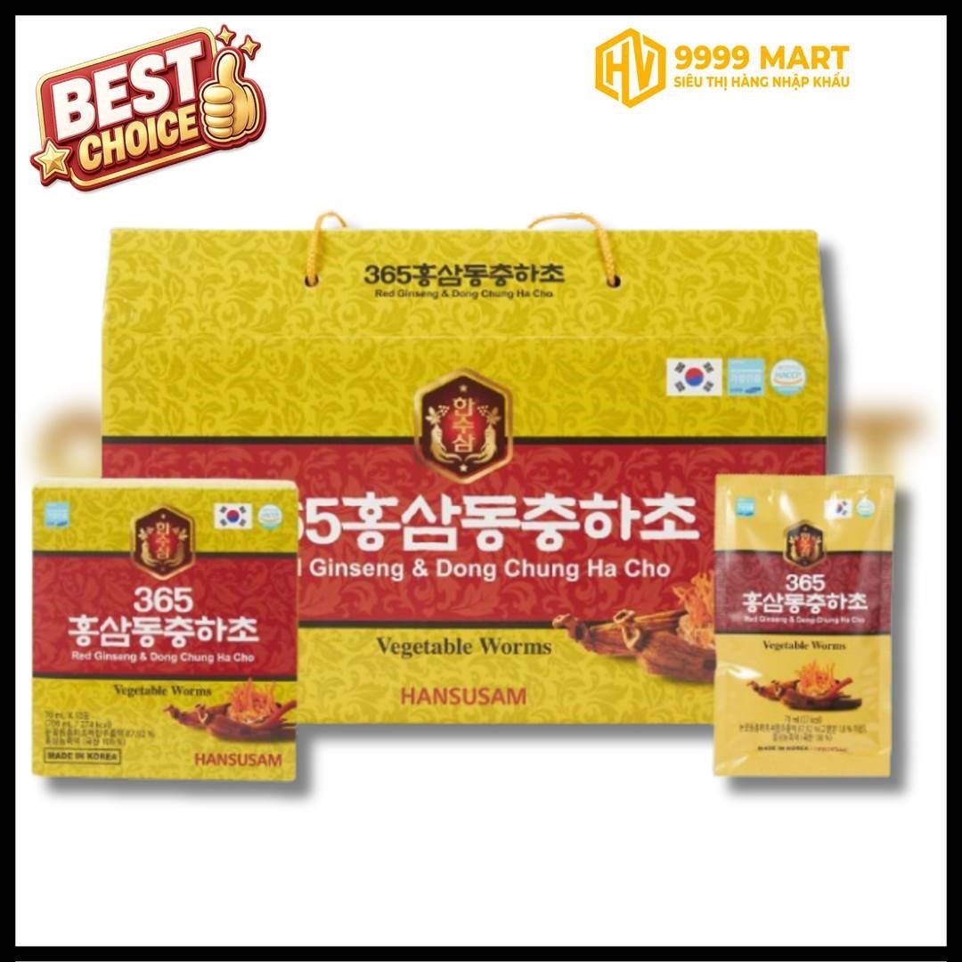  Nước Sâm Đông Trùng (Lên Men) Hansuam (Vàng/20 Gói) - Hàn Quốc 