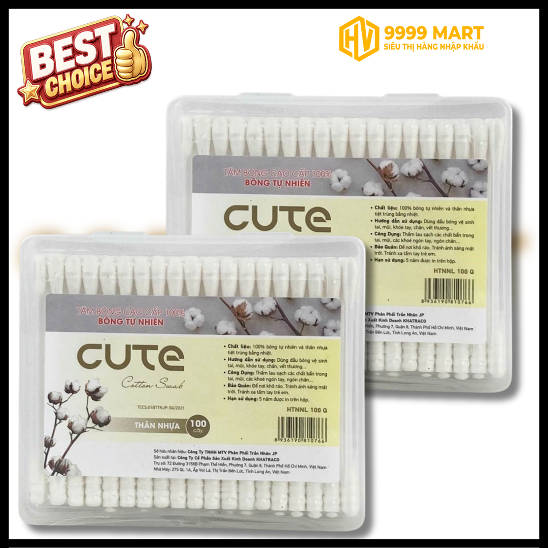  Tăm Bông Thân Nhựa Cute 100 Que 