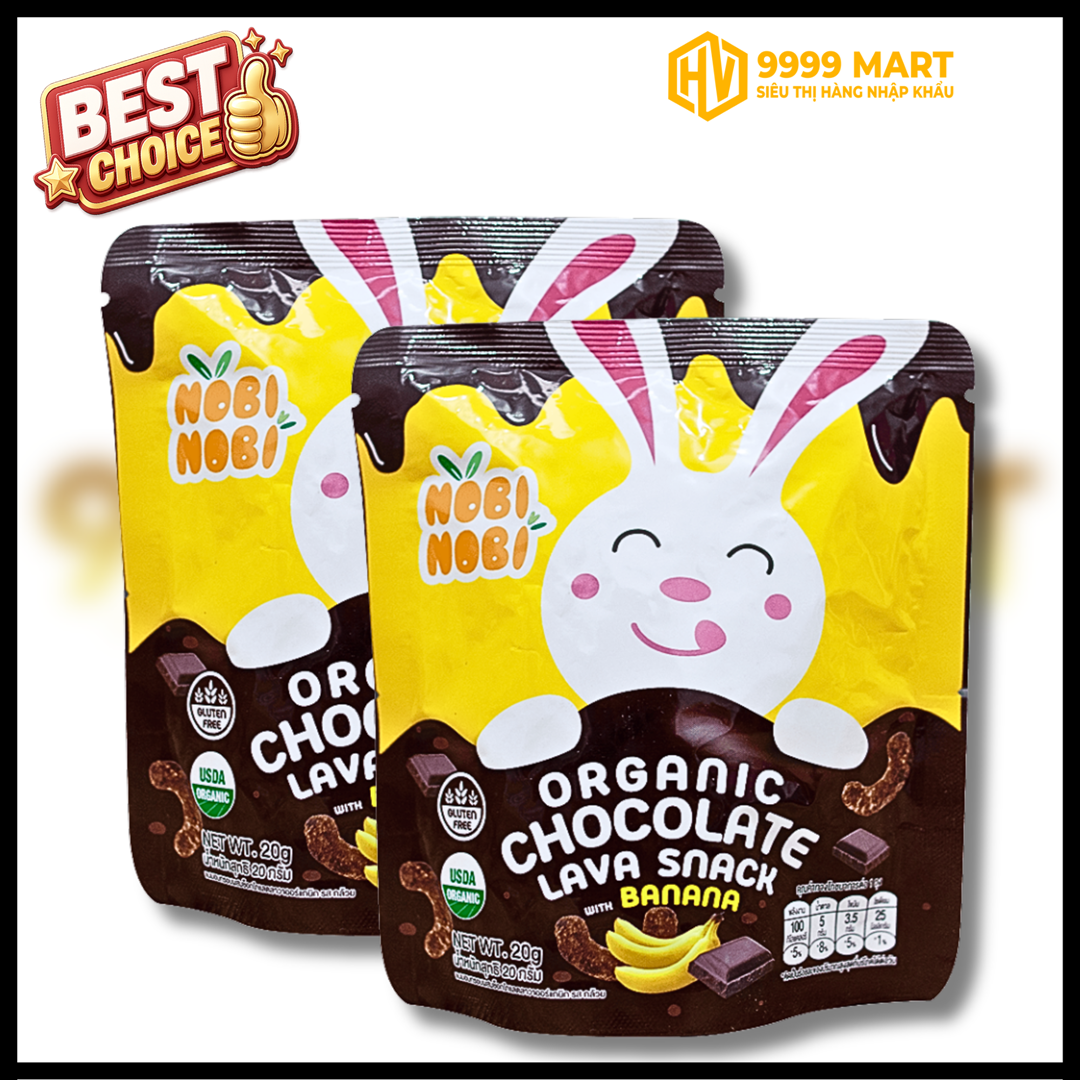  Bánh Snack Socola Hữu Cơ Nobi Vị Chuối 20g - Thái Lan 