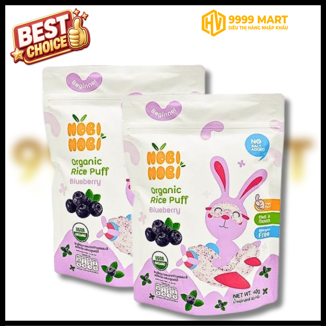  Bánh Gạo Ăn Dặm Hữu Cơ Cho Bé Nobi Vị Việt Quất 40g (Từ 06 Tháng Tuổi) - Thái Lan 