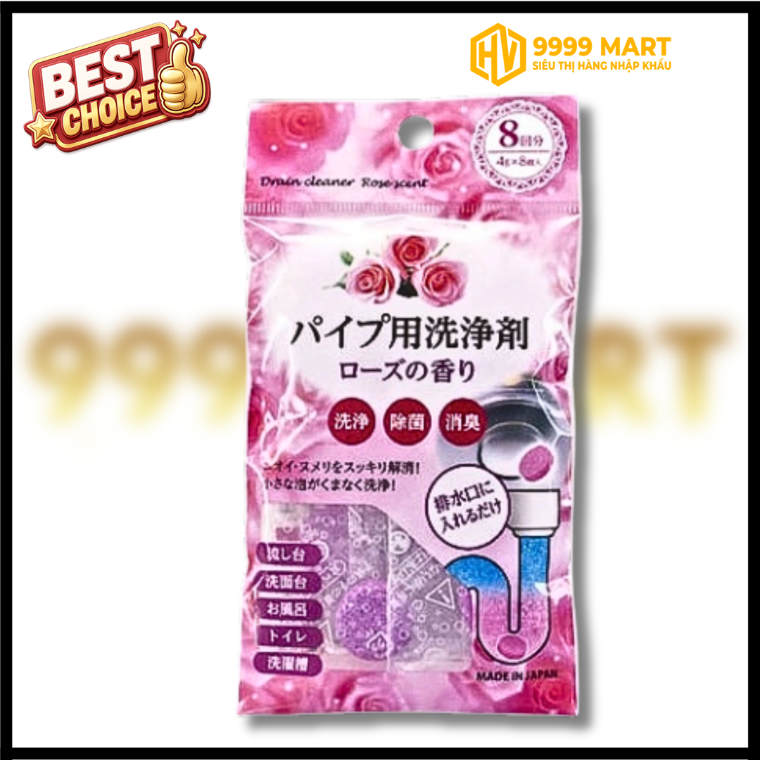  Set 7 Viên Làm Sạch, Diệt Khuẩn Và Khử Mùi Đường Ống Fudo Kagaku (Hương Hoa Hồng) 