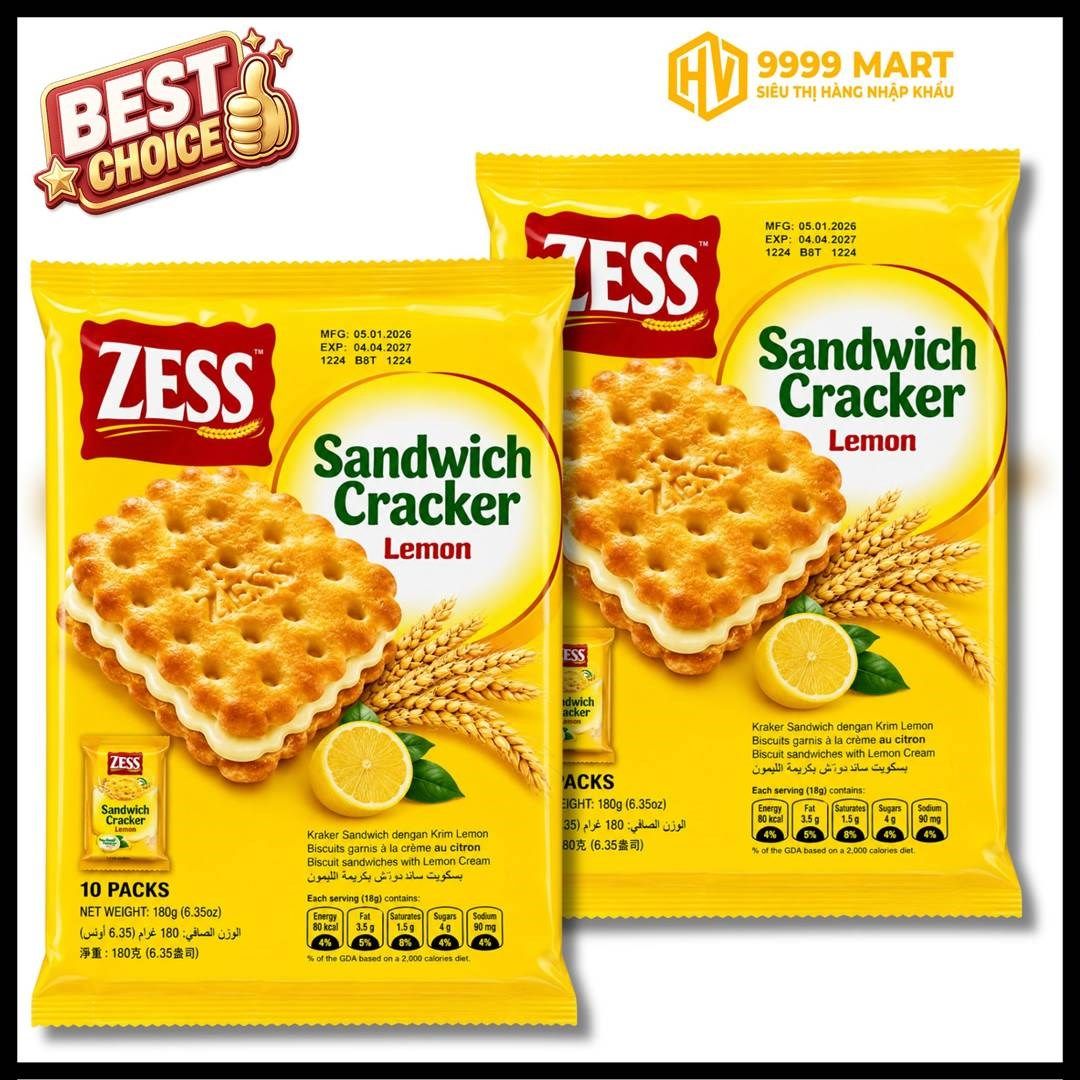  Bánh Kẹp Sandwich Cracker Vị Chanh 180g 