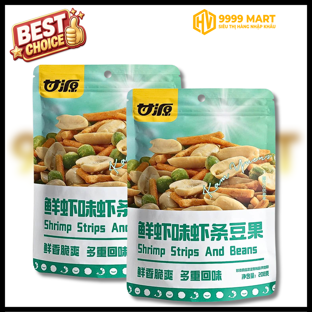  Snack Que Vị Tôm Mix Hỗn Hợp Hạt Cam Nguyên 208g - Nội Địa Trung 