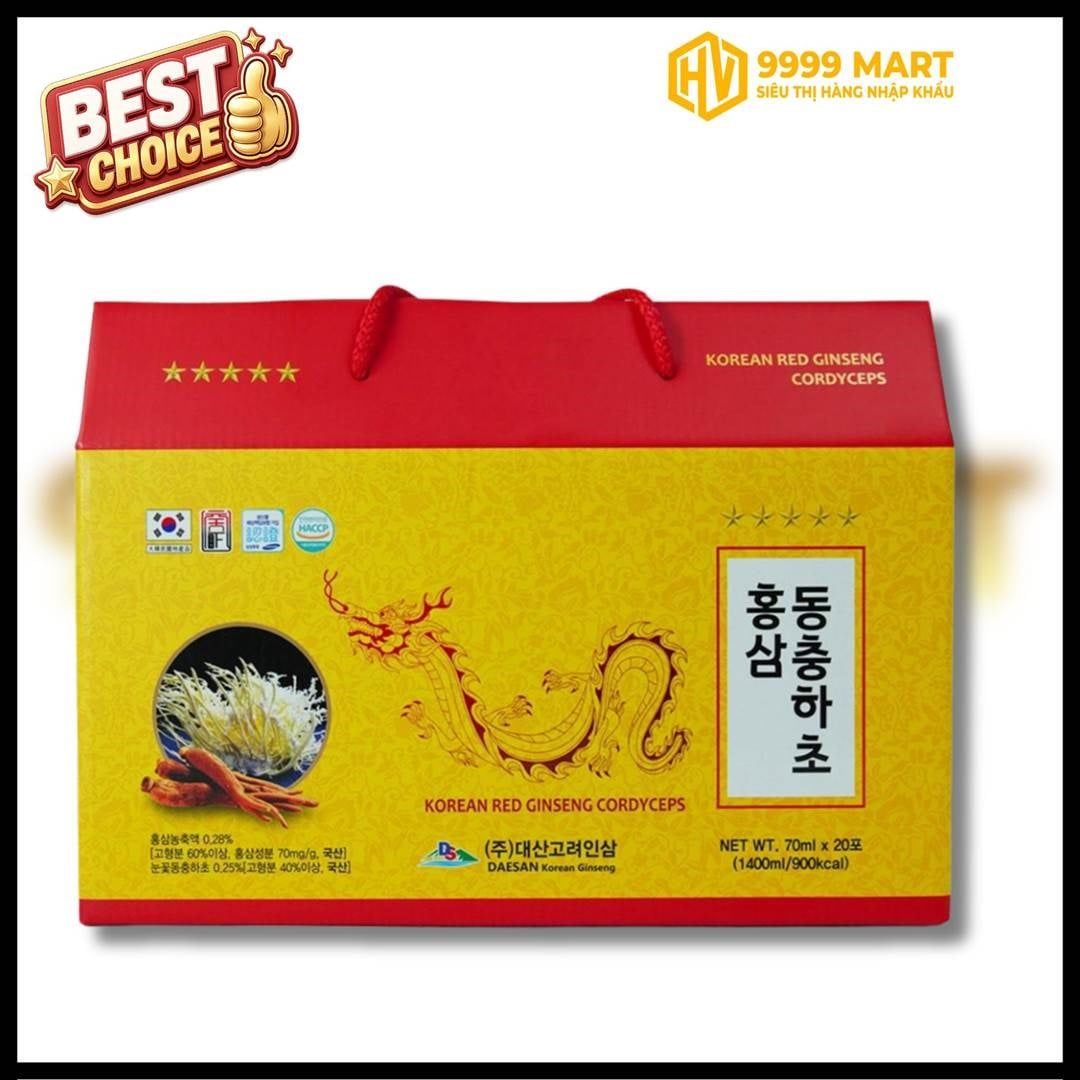  Nước Hồng Sâm Đông Trùng Hạ Thảo Daesan Hàn Quốc Hộp (20 Gói X 70ml) 