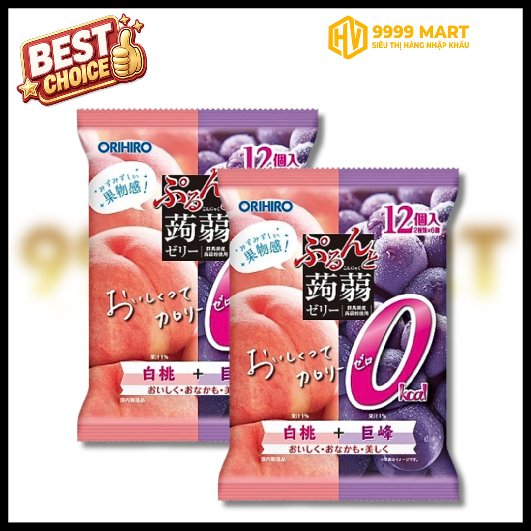  Thạch Orihiro Mix Vị Đào Và Nho Tím 20gx12 - Nhật 