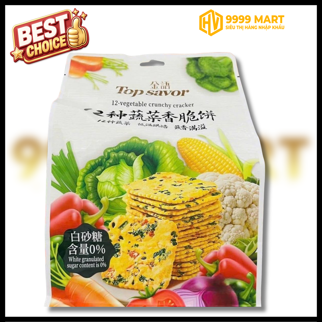  Bánh Quy Giòn 12 Loại Rau Củ Top Savor 208g 