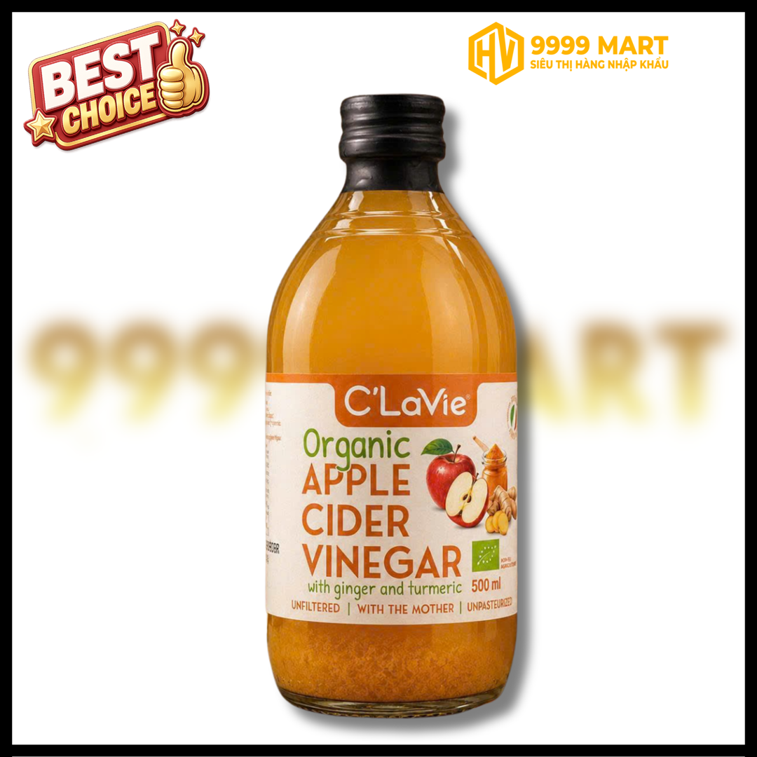  Giấm Táo Hữu Cơ Gừng Nghệ C'LaVie 500ml - Ý 