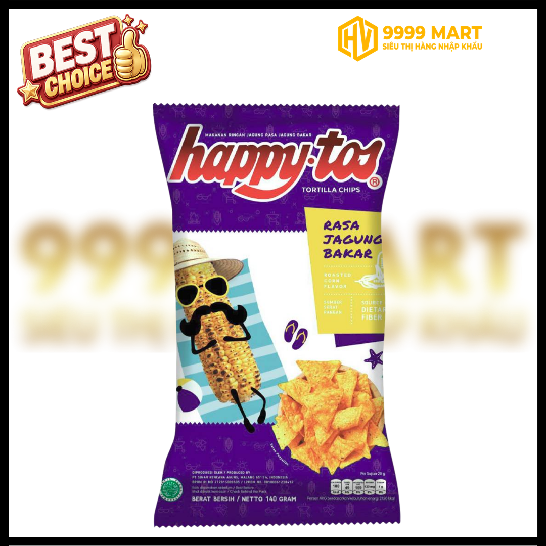  Snack Bắp Happy Tos Vị Bắp Nướng 140g - Indonesia 