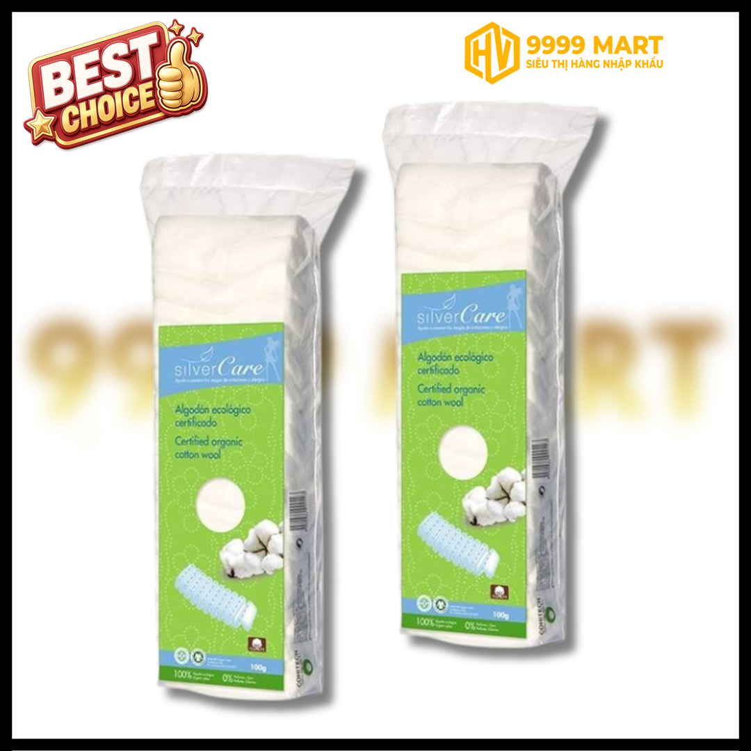  Bông Thấm Hữu Cơ Silvercare 100g - Tây Ban Nha 