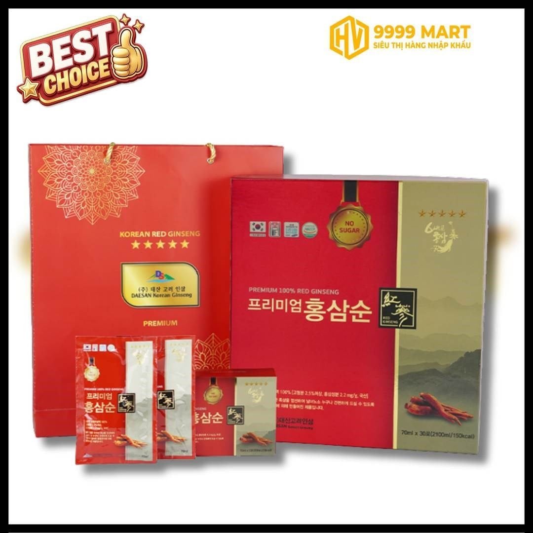  Nước Hồng Sâm Premium 100% Red Gíneng (70ml X 30 Gói) 