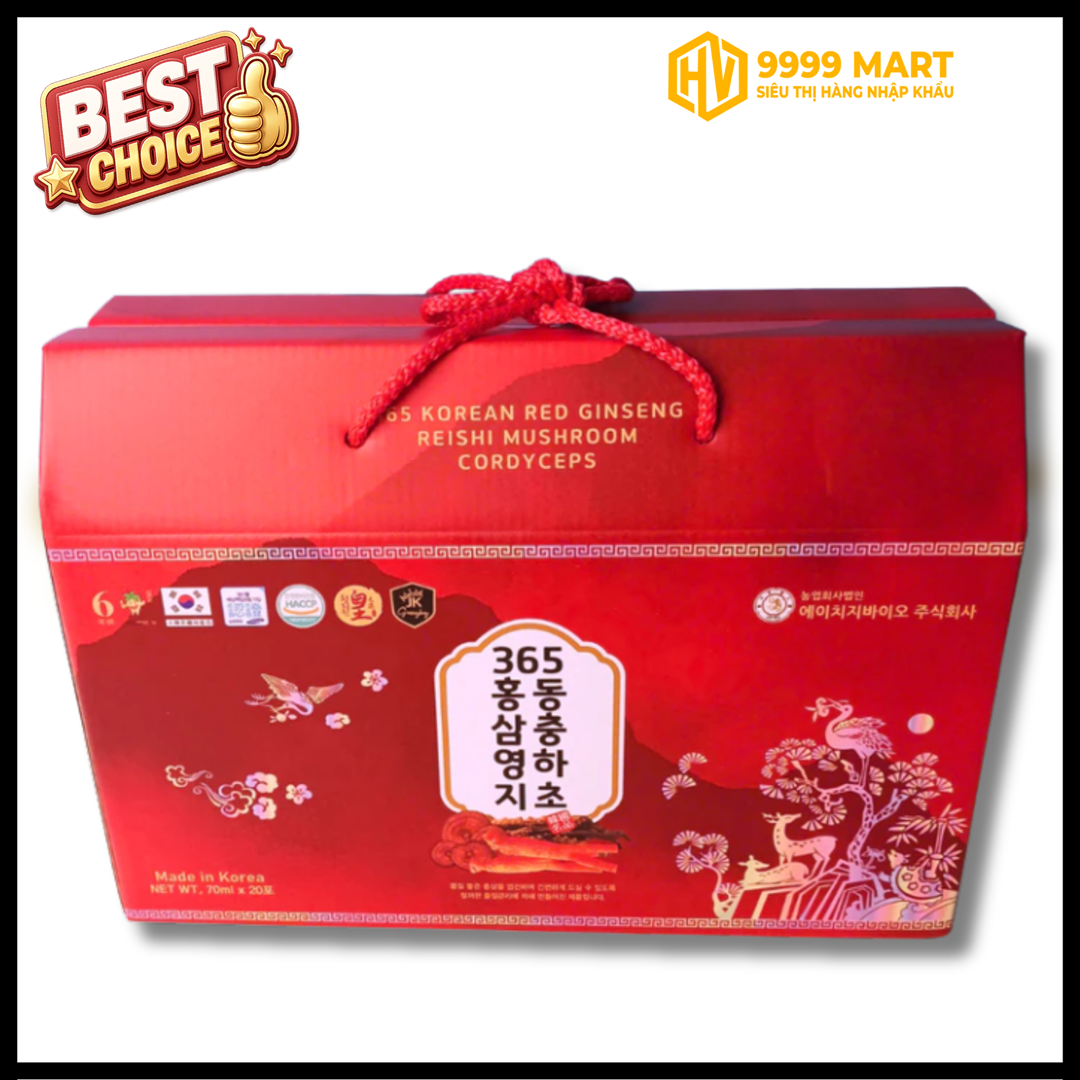  Nước Hồng Sâm Linh Chi Đông Trùng 365 (70mlx20 Gói) - Hàn Quốc 