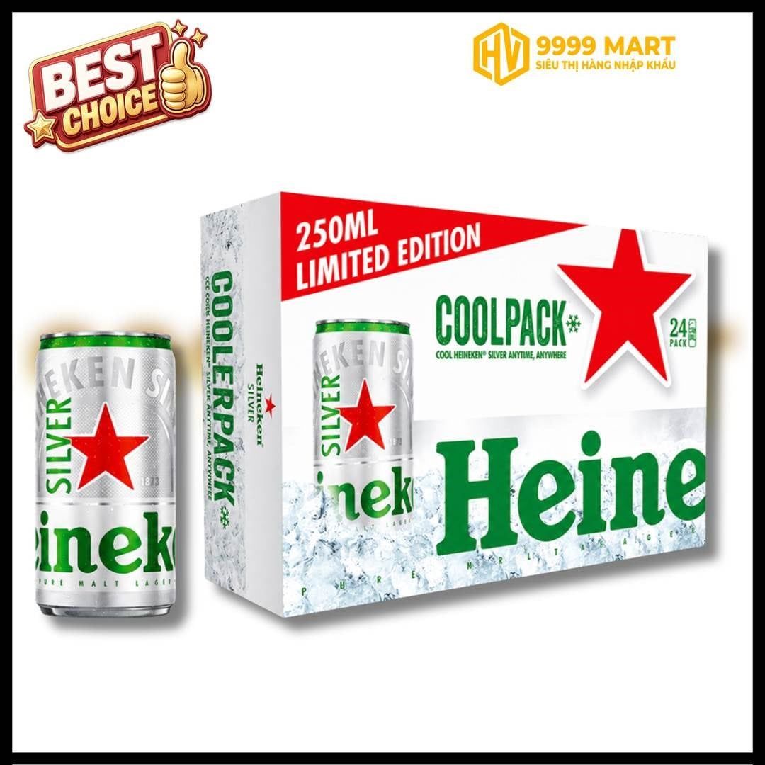  Heineken Bạc Lon 24 Lon X 250ml - Hà Lan 