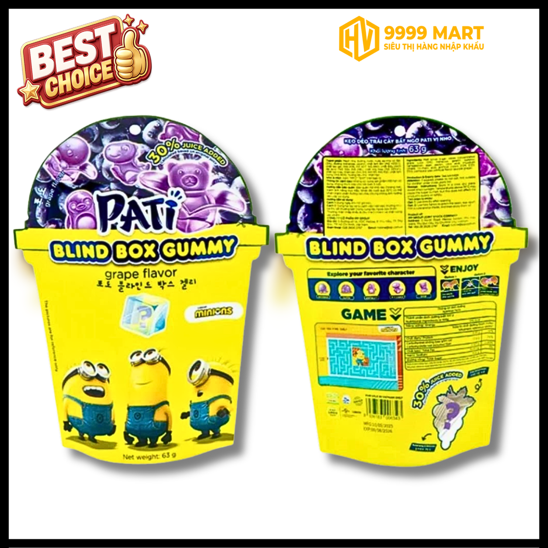  Kẹo Dẻo Trái Cây Pati Vị Nho Đen 63g 