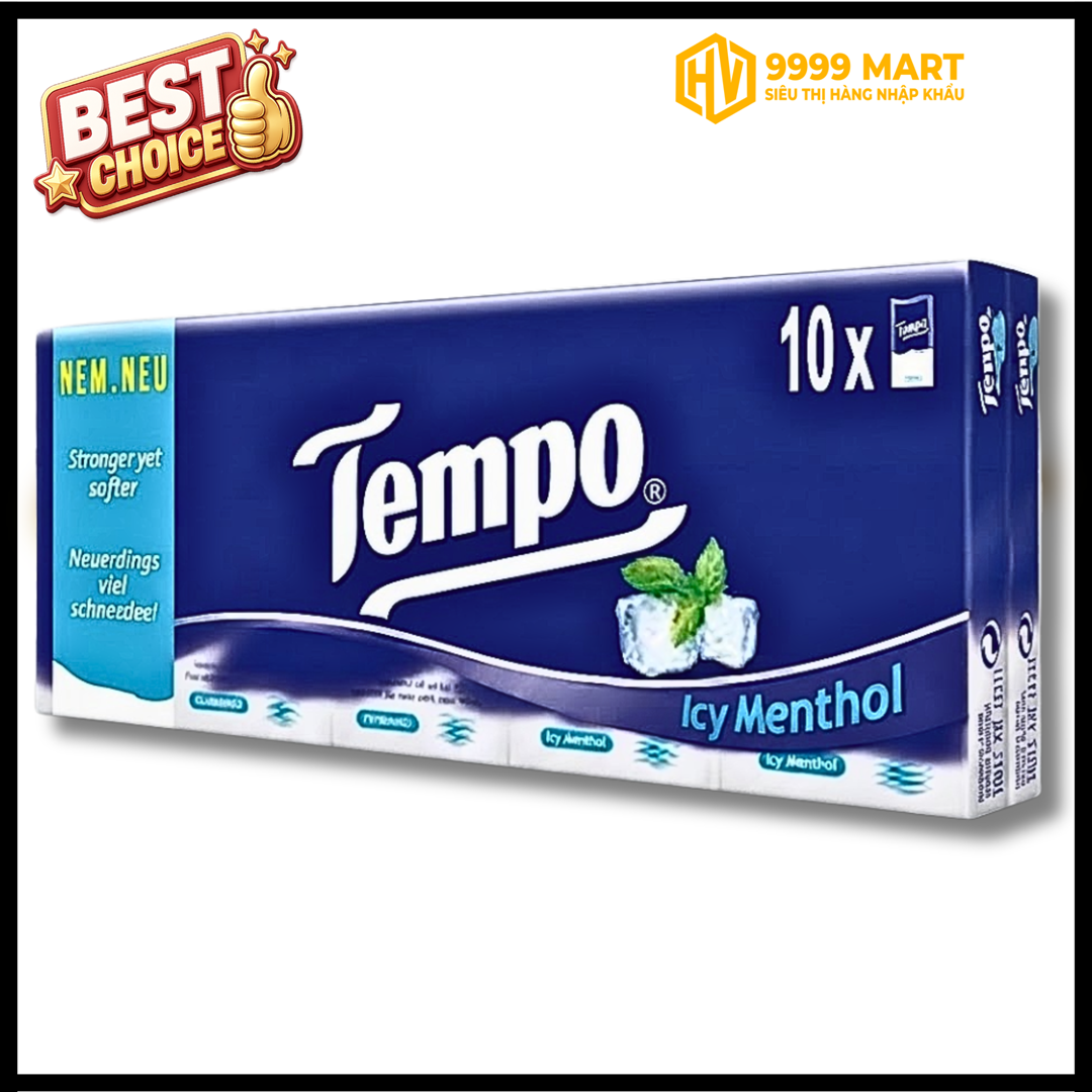  Khăn Giấy Bỏ Túi Tempo Regular Hương Bạc Hà (10 Gói) 
