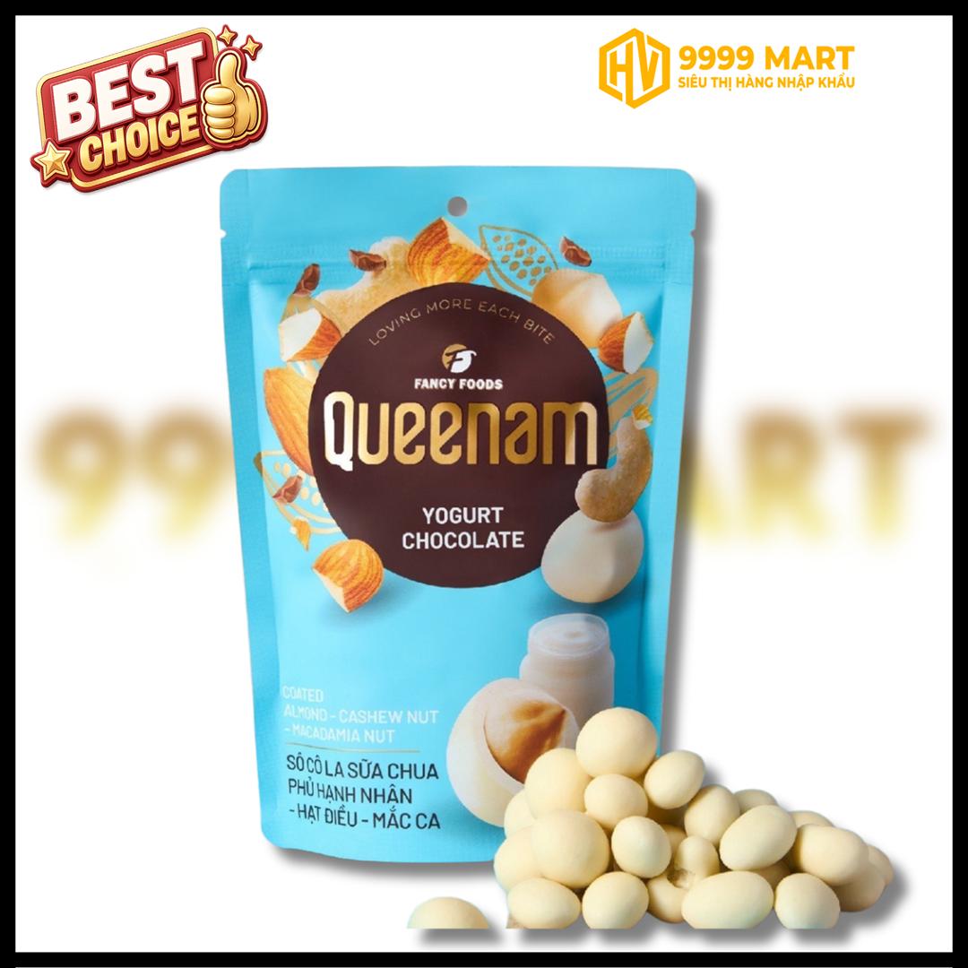  Socola Sữa Chua Queenam Phủ Hạnh Nhân - hạt Điều - macca 75g 