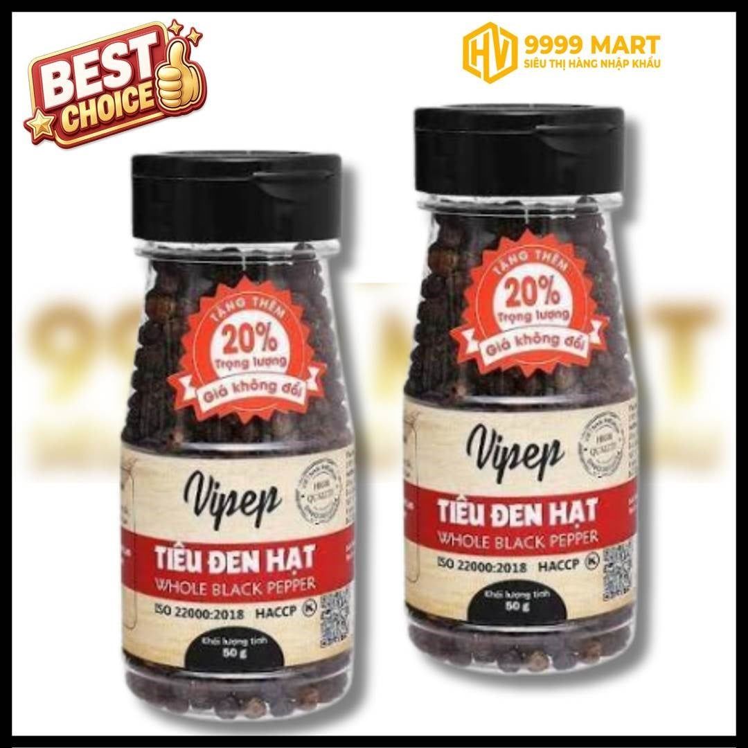  Tiêu Đen Hạt Hũ Pet 50g Vipep 