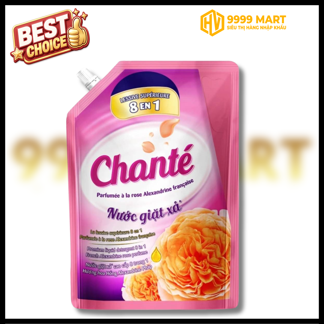  Nước Giặt Xả Cao Cấp 8 Trong 1 Hương Hoa Hồng Năng Động Chanté Ohara Túi 3,2kg 