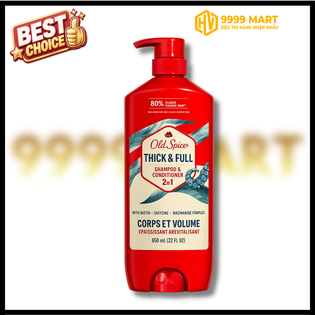  Dầu Gội & Xả Old Spice Thick & Full 650ml - Mỹ 
