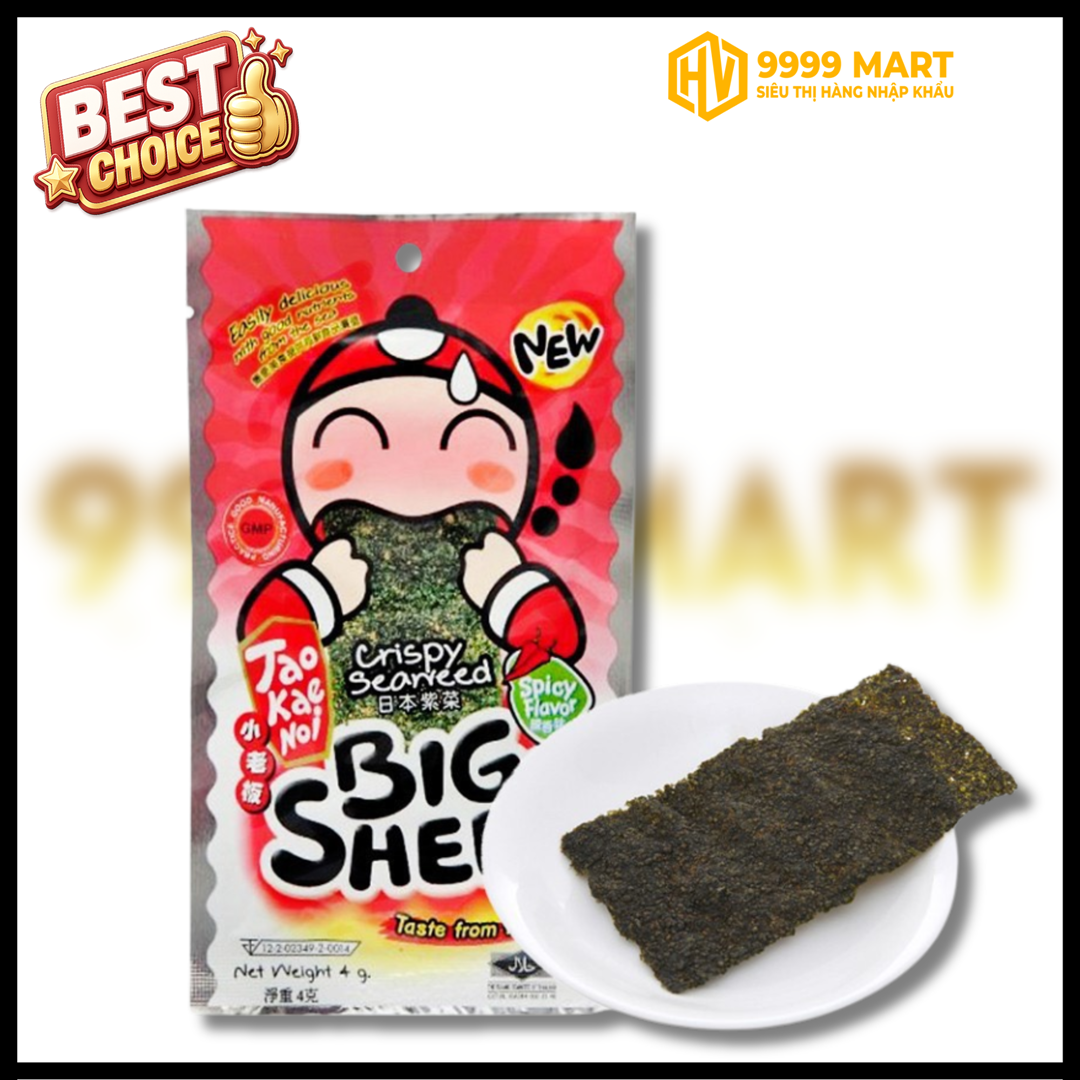  Snack Rong Biển Tao Kae Noi Vị Cay 3,2g x 12 - Thái Lan 