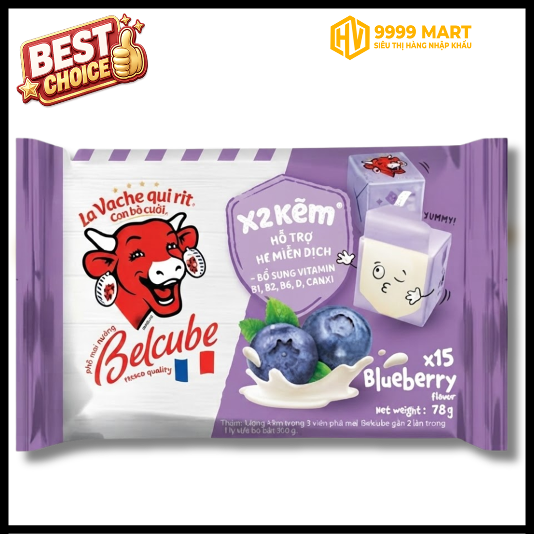  Phô Mai Vuông Belcube Ngọt Vị Việt Quất 78g X15c 